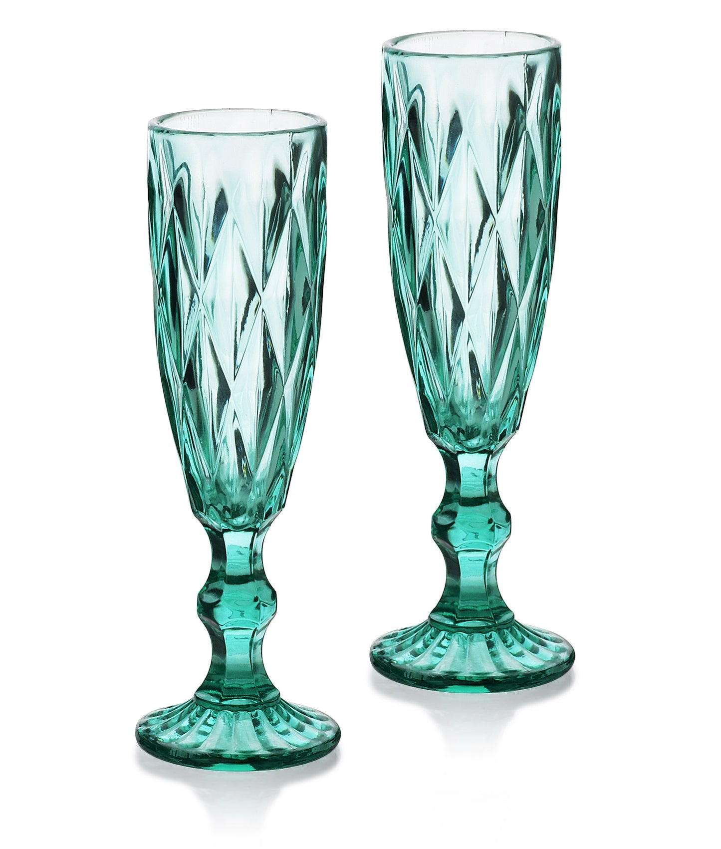 Elise Set of 6 Champagne Glasses, Turquoise - DECOR PETIT