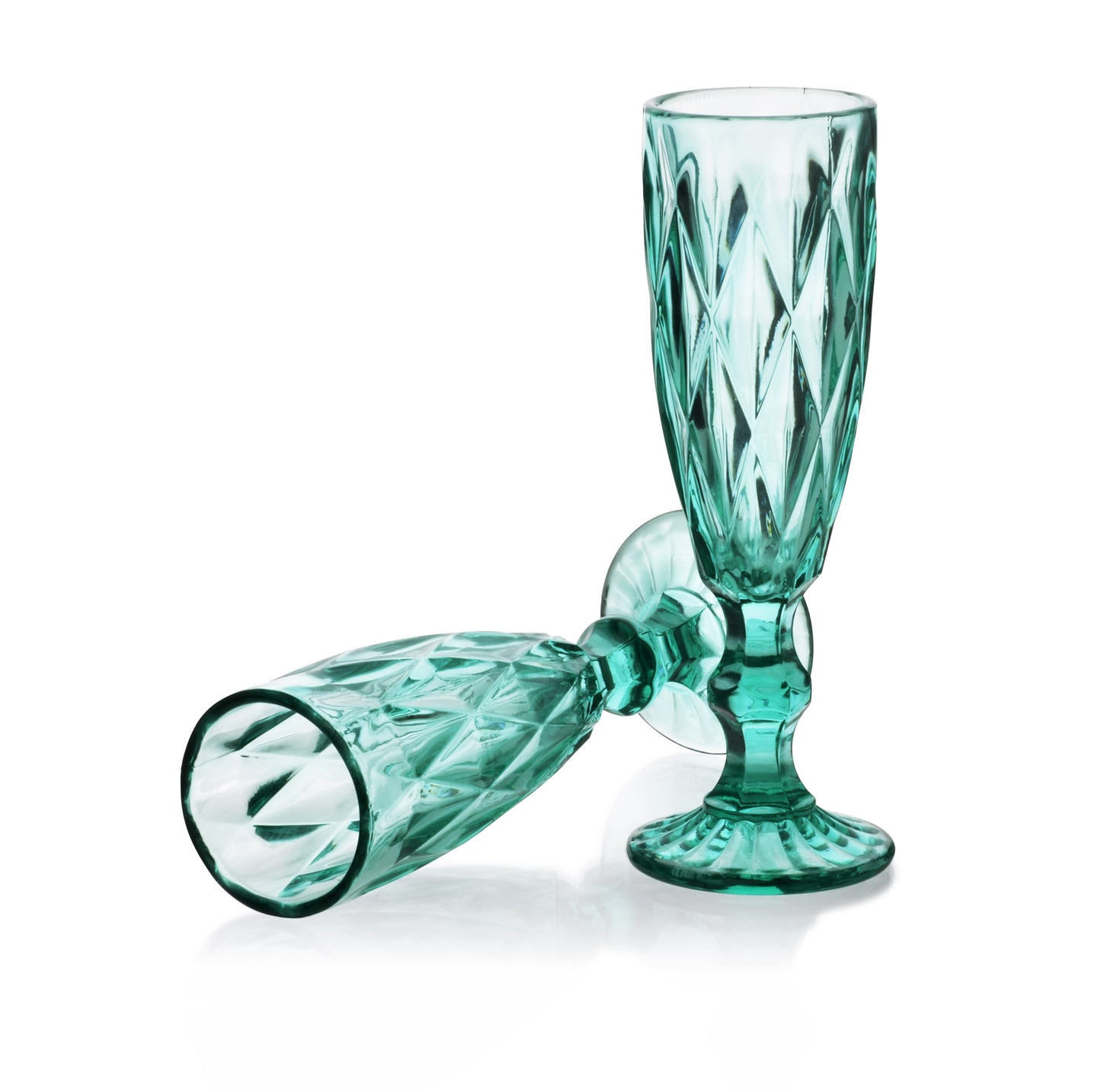 Elise Set of 6 Champagne Glasses, Turquoise - DECOR PETIT