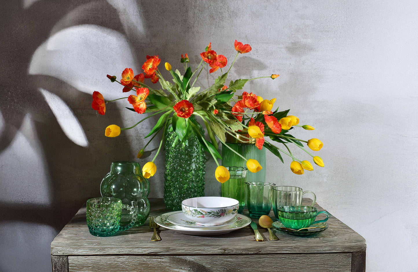 VINI |Set aus 4 Tassen mit Untertasse, Grün - DECOR PETIT