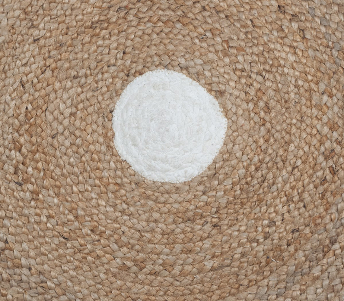 Tapis à pompons blanc tressé en jute Arlo, 90 cm. - DECOR PETIT