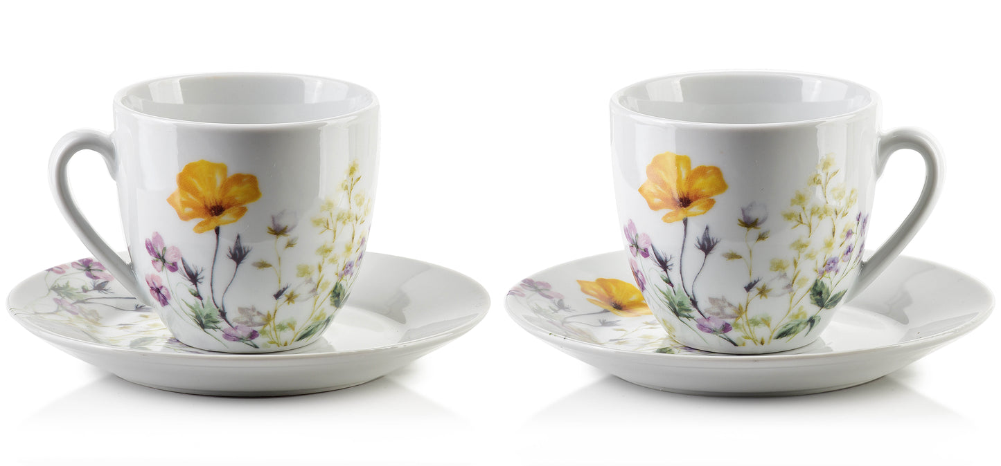 JOY |Set of 6 Cups with Saucer,  Petal Charm - DECOR PETIT