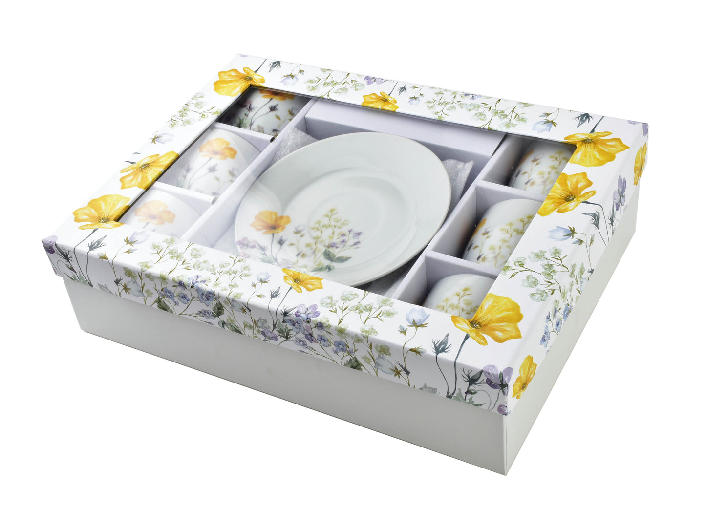 JOY |Set of 6 Cups with Saucer,  Petal Charm - DECOR PETIT
