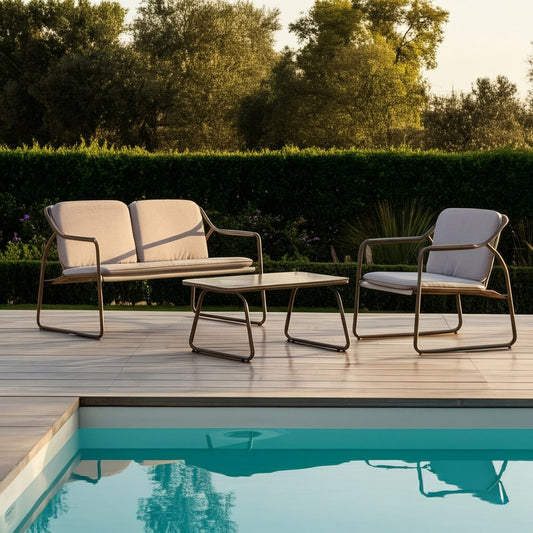 Outdoor furniture set with a sofa and chairs 