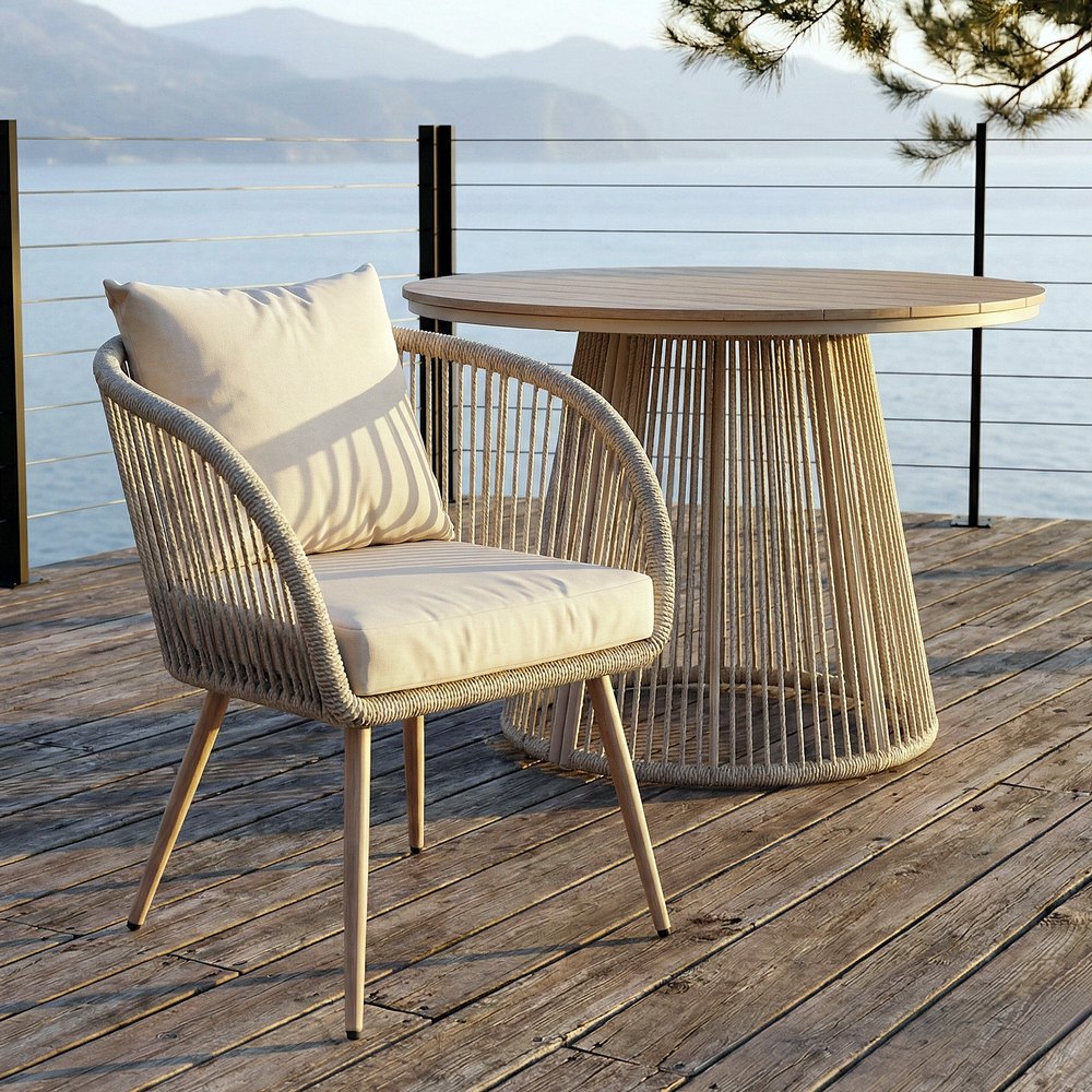 Wicker chair and table set 