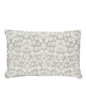 Grey and white boucle cushion cover with tufted floral pattern by Decor Petit