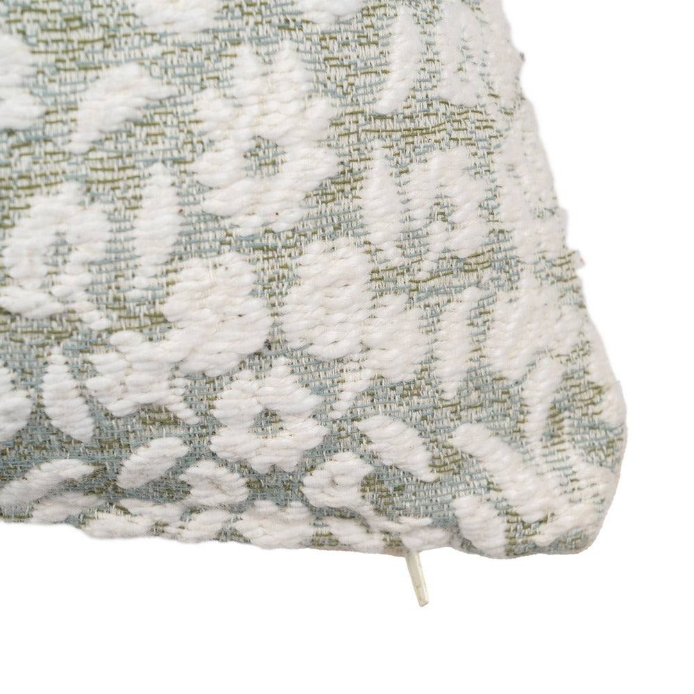Close-up of white tufted floral texture on grey boucle cushion cover by Decor Petit