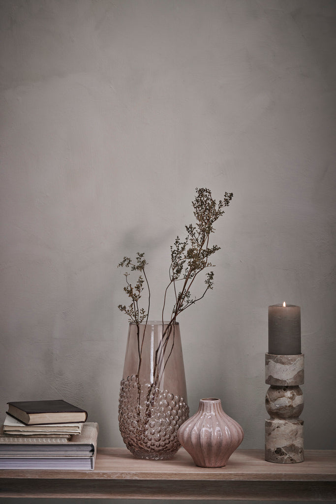 Bougeoir Ellia en Lin, H23 cm. - DECOR PETIT