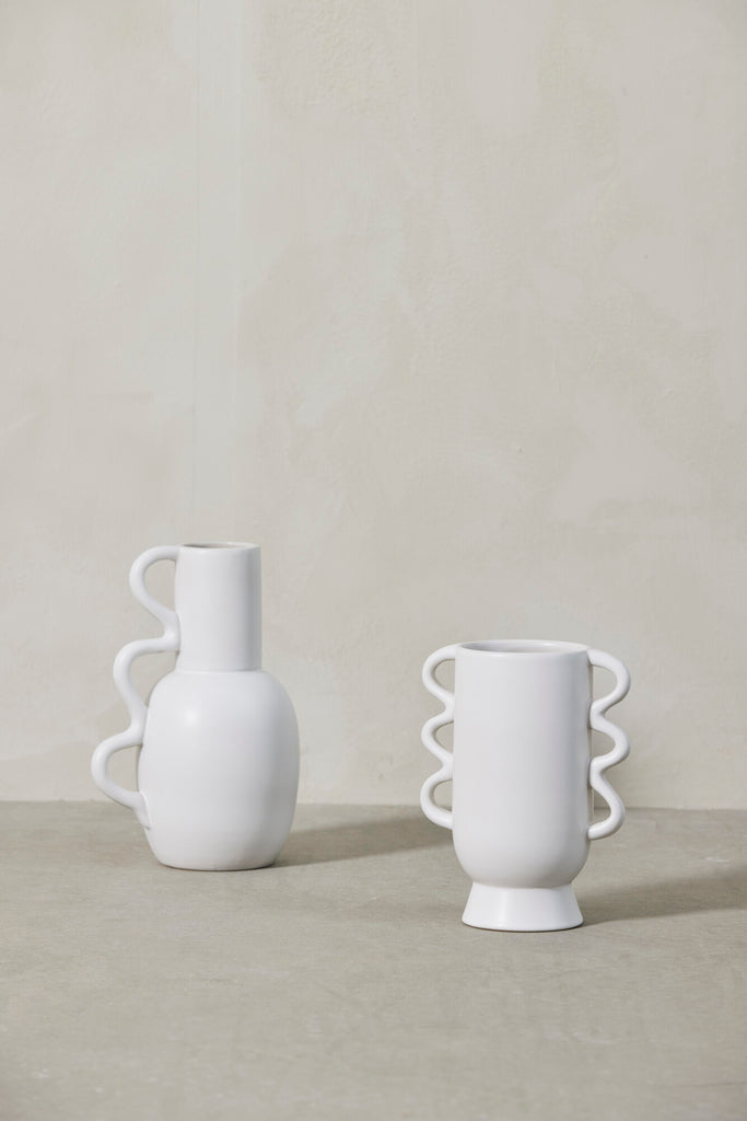 Suselle White Vase, H25.5 cm. - DECOR PETIT