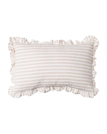 Beige gingham linen cushion cover with ruffle edges, Penelope by Decor Petit