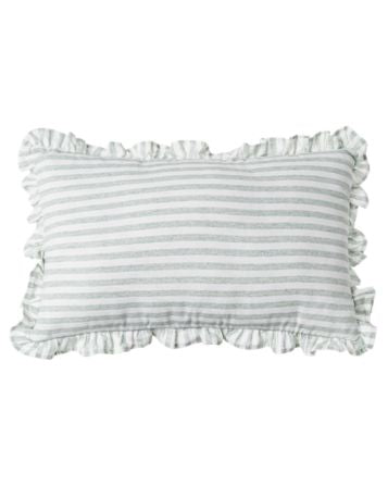 Gray gingham linen cushion cover with ruffle edges, Penelope by Decor Petit