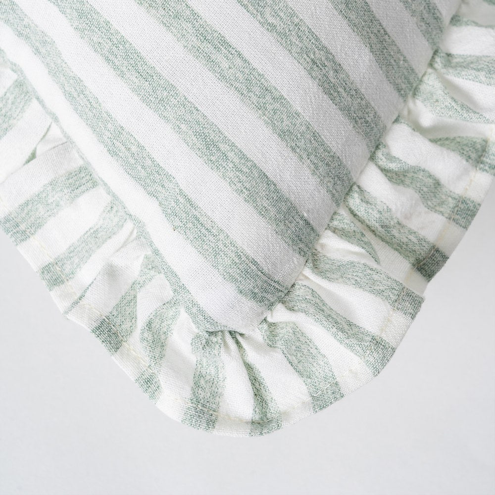 Gray gingham linen cushion cover with ruffle edges, Penelope by Decor Petit