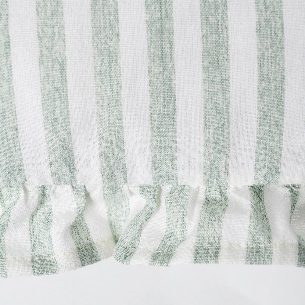 Close-up of ruffle edge detail on gray gingham cushion cover by Decor Petit